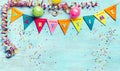 Partytime panorama banner with streamers Royalty Free Stock Photo