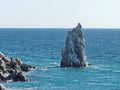 Parus rock - a low rock on the southern coast of Crimea, which is part of the Cape Limen-Burun. After the earthquake of 1927 Royalty Free Stock Photo
