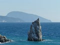 Parus rock - a low rock on the southern coast of Crimea, which is part of the Cape Limen-Burun. After the earthquake of 1927 Royalty Free Stock Photo