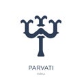 Parvati icon. Trendy flat vector Parvati icon on white background from india collection