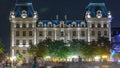 Parvis Notre Dame night timelapse - Place Jean-Paul II. Paris. France Royalty Free Stock Photo