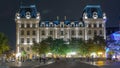 Parvis Notre Dame night timelapse - Place Jean-Paul II. Paris. France Royalty Free Stock Photo