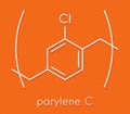 Parylene C polymer, chemical structure. Skeletal formula. Royalty Free Stock Photo