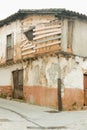 PASARON DE LA VERA SPAIN - September 09 2011: An old building in ruins where you can see the walls of adobe and wood