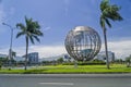 Pasay, Metro Manila, Philippines - View of Mall of Asia Complex and its iconic steel globe sculpture.