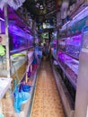 Pasay, Metro Manila, Philippines - Oct 10, 2023: Rows of Aquariums and Fish Pet Stores inside Cartimar Center