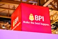 Bank of the Philippine Islands BPI booth sign at Manila International Auto Show in Pasay, Philippines