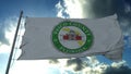 Pasco flag, county of the state of Florida, United States of America waving at wind in blue sky. 3d rendering