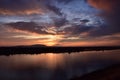 Pasco Washington Purples and Pinks, Columbia River Sunset, Rattlesnake Mountain in distance Royalty Free Stock Photo