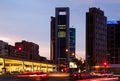 Paseo de la Castellana in dusk time. Madrid, Spain Royalty Free Stock Photo