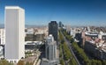 Paseo de la Castellana in Madrid seen from the air on sunny day