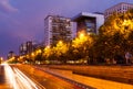 Paseo de la Castellana in night. Madrid Royalty Free Stock Photo