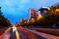 Paseo de la Castellana in summer evening. Madrid, Spain Royalty Free Stock Photo