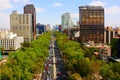 Eastern view of the Paseo de la Reforma in Mexico City, Mexico. I Royalty Free Stock Photo