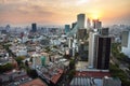 Paseo de La Reforma Square - Mexico City, Mexico at sunset time