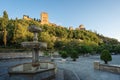 Paseo de los Tristes Fountain with Alhambra View - Granada, Andalusia, Spain Royalty Free Stock Photo