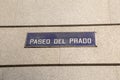 Paseo del Pardo Street Sign; Madrid Royalty Free Stock Photo