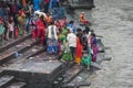 Unidentified indian people at an Hindu funeral at Pashupatinath Temple, a Hindu temple located on the banks of the Bagmati River.