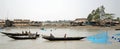 Pashur River near Mongla in Bangladesh. Fishing boats with nets on the river between the Sundarban Forest and Khulna