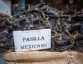 Pasilla chili in Oaxaca market, Mexico