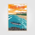 Pasir putih anyer beach vintage poster illustration design, indonesian beach poster design Royalty Free Stock Photo