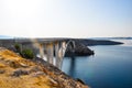 Paski bridge on croatian island Pag, seen from the side. Croatian roads and coast Royalty Free Stock Photo