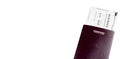 Paspport with Boarding pass on white background and large copy space Royalty Free Stock Photo