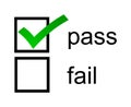 Pass fail checkbox with green pass box checked Royalty Free Stock Photo