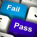 Pass and fail keys show contract approved or endorsed - 3d illustration