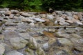 Regulation of poor water flow of the stream when it is necessary to slow down the flow of water in front of the bridge using beams