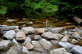 Regulation of poor water flow of the stream when it is necessary to slow down the flow of water in front of the bridge using beams