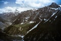 Pass with the glacier and green grass. Fann Mountains. Tajikistan