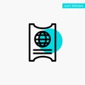 Pass, Passport, Ticket, Hotel turquoise highlight circle point Vector icon