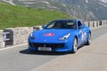 Blue Ferrari take part in the CAVALCADE 2018 event along the roads of Italy, France and Switzerland around MONTE BIANCO