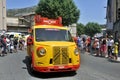 Passage of an advertising car of Amora in the caravan of the Tour de France