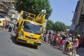 Passage of an advertising car of Bic in the caravan of the Tour de France