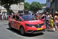 Passage of an advertising car of CGT in the caravan of the Tour de France