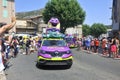 Passage of an advertising car of generation fishing in the caravan of the Tour de France