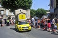 Passage of an advertising car of Logis in the caravan of the Tour de France