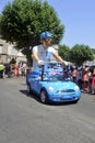 Passage of an advertising car of opticians Krys in the caravan of the Tour de France