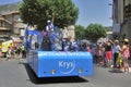 Passage of an advertising car of opticians Krys in the caravan of the Tour de France