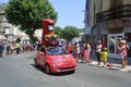 Passage of an advertising car of Senseo in the caravan of the Tour de France