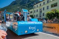 Passage of an advertising car of Krys audition group in the caravan of the Tour de France in Switzerland