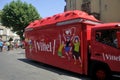 Passage of an advertising car of Vittel in the caravan of the Tour de France