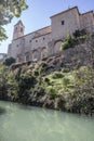 Passage along the river Jucar, on top the church of San Andres,