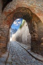 Passage in an ancient stronghold Royalty Free Stock Photo