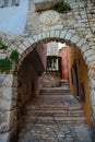 Passage with arch and stairs on the street of Rovinj Croatia Royalty Free Stock Photo