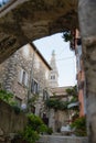 Passage with arch on the street of Rovinj Croatia