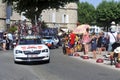 Passage of the assistance cars to the cyclists of the Tour de France Royalty Free Stock Photo