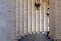 Passage between the columns in St. Peter`s Square in the Vatican Royalty Free Stock Photo
